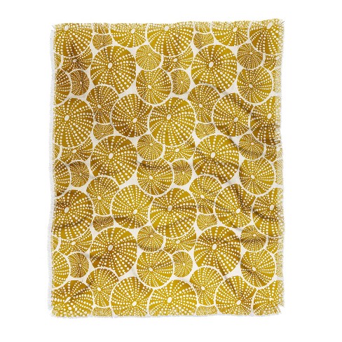 Heather Dutton Bed Of Urchins Ivory Gold Woven Throw Blanket