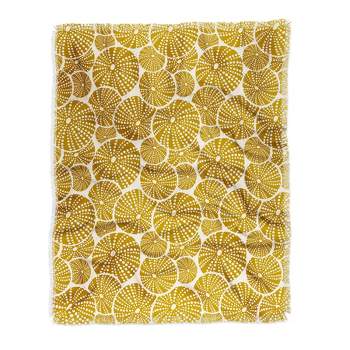 Heather Dutton Bed Of Urchins Ivory Gold Woven Throw Blanket - Deny Designs