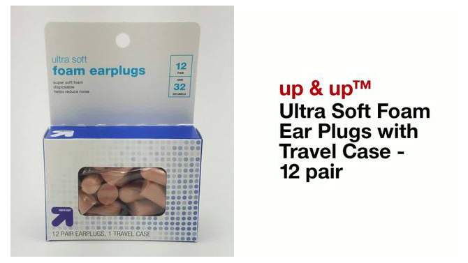 Ultra Soft Foam Ear Plugs with Travel Case - 12 pair - up &#38; up&#8482;, 2 of 5, play video