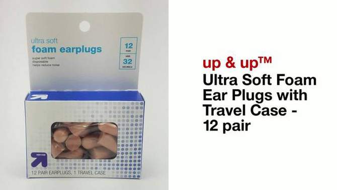 Ultra Soft Foam Ear Plugs with Travel Case - 12 pair - up &#38; up&#8482;, 2 of 5, play video