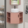 ELECWISH 28 Inch Bathroom Vanity, Pink Corner Bathroom Vanity with Open Shelves, Floating Bathroom Vanity for Small Space, Wall Mounted Bathroom Vanity Without Sink or Mirror - 2 of 4