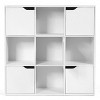 Yukimo Free Standing 9 Cube Storage Wood Divider Bookcase for Home and Office, 35.5" x 11.5" x 35.5", White Finish - 2 of 4