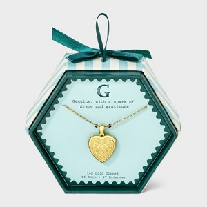 14K Gold Dipped Heart Charm Initial Necklace - A New Day™ Gold - 1 of 4