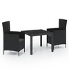 vidaXL 3 Piece Patio Dining Set with Cushions Poly Rattan Black - image 2 of 4