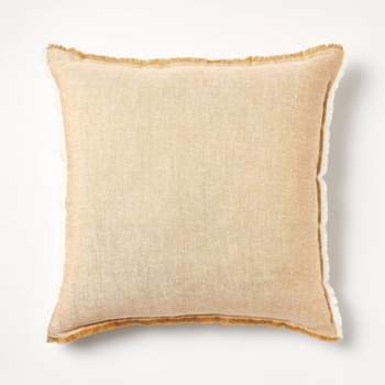 Oversized Reversible Linen Square Throw Pillow Dark Tan - Threshold™ designed with Studio McGee