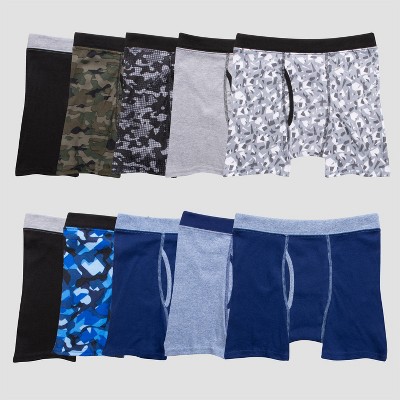 Hanes Boys' 10pk Boxer Briefs - Assorted Blues (colors May Vary) : Target