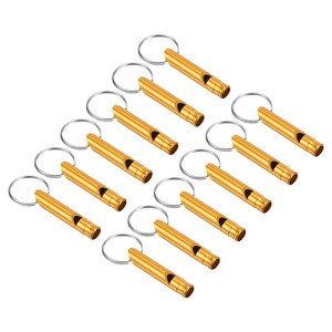 Unique Bargains Aluminum Alloy Camping Hunting Outdoor Survival Signal Whistles with Keychains 12 Pcs - 1 of 4