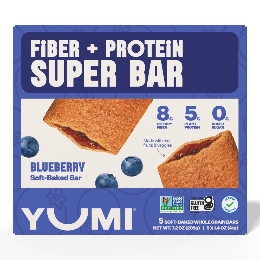 YUMI Fiber + Protein Super Bar Blueberry - 7.2oz/5ct