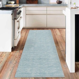 Area Rug - Modern Stripe Style Ultra-Thin Low Pile Carpet for Living Room, Bedroom, Office, Non Slip Washable - 1 of 4