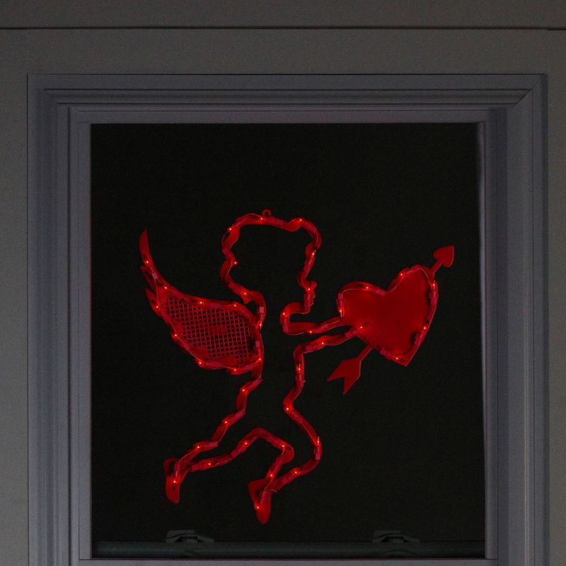 Northlight Lighted Cupid with Heart Valentine's Day Window Silhouette - 17" - Red, 4 of 6
