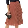 Women's Chiffon Pleated Midi Skirt - High Elastic Waist A-Line Swing Skirt Brown - 2 of 4