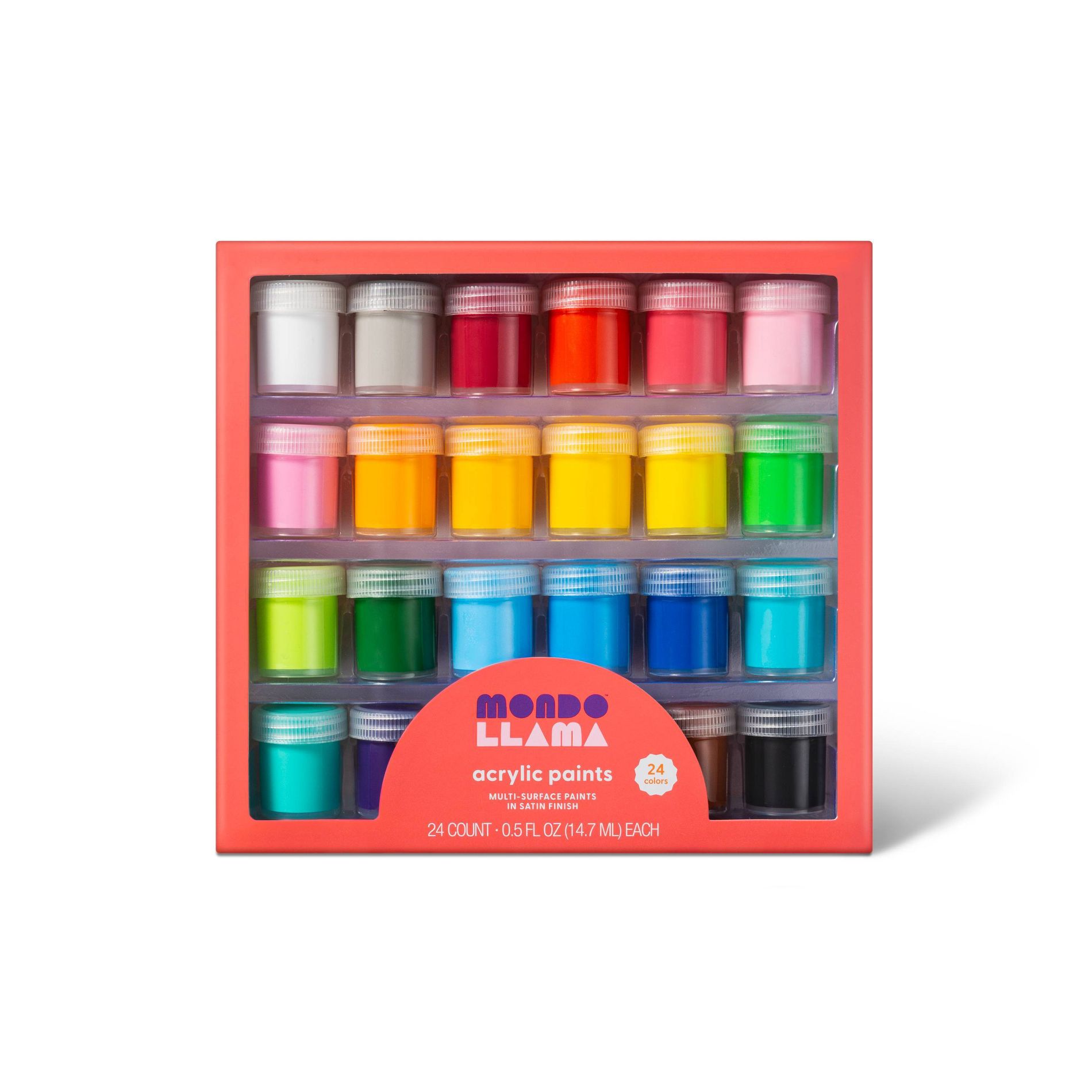 24ct Acrylic Paint Set Classic Colors - Mondo Llama™: Non-Toxic Water-Based Craft Paint for Adults, Multicolor