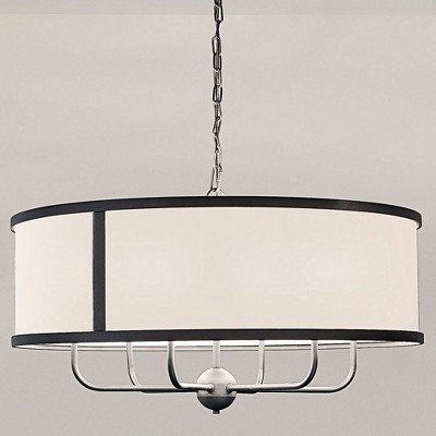 Elegant Textured Black 6-Light Chandelier with Fabric Shade