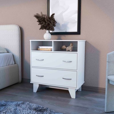 Jump Into Fun Modern Style Two Drawer Dresser With Two Open Shelves, Superior Top, Four Legs Elegant Appearance Easy To Move And Install,For Bedroom
