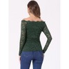 Allegra K Women's Off Shoulder Floral Lace Sheer Long Sleeves Lined Casual Blouse - 3 of 4