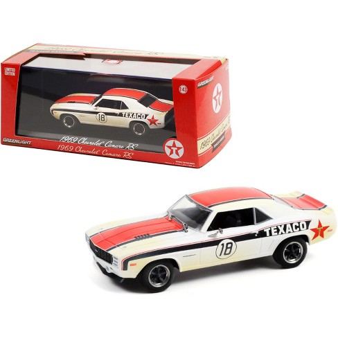 1969 Chevrolet Camaro RS #18 "Texaco" White with Black and Orange Stripes (Weathered) 1/43 Diecast Model Car by Greenlight - image 1 of 3