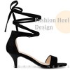 Perphy Women's Open Toe Kitten Heels Lace Up Dress Sandals - 4 of 4