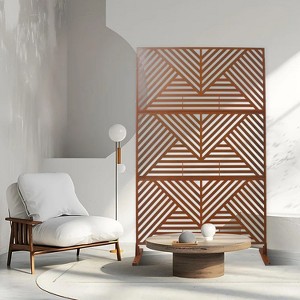 PAGED Decorative Screen Modern Partition Panel, Metal Fence Privacy Screen with Hollow Rectangular Pattern for Garden Room Divider, 76" H×48" W - 1 of 4