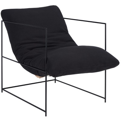 Portland Black Iron Frame Pillow Top Accent Chair