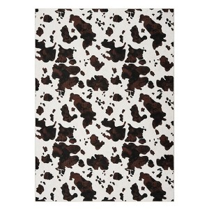 Coolmee Cow Print Rugs for Bedroom, Cowhide Door Mat Indoor Entrance, Animal Print Entryway Throw Rugs,Black Brown Fusion - 1 of 4