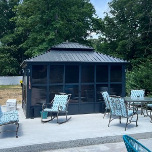 PURPLE LEAF Permanent Hardtop PC Frame Gazebo with Galvanized Steel Double Roof, Solarium Backyard Sunroom - 1 of 4
