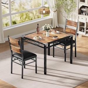 Dining Table Set for 4 with Corner Protector, Kitchen Table with 4 Upholstered Chairs, for Small Space, Dining Room, Apartment - 1 of 4