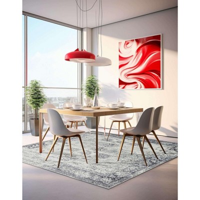 Casino Sofia Gray 8' Square Indoor Synthetic Rug