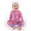 RuffleButts SoftSnooze Baby Girls Ruffle One Piece Convertible Pajamas - 3 of 4