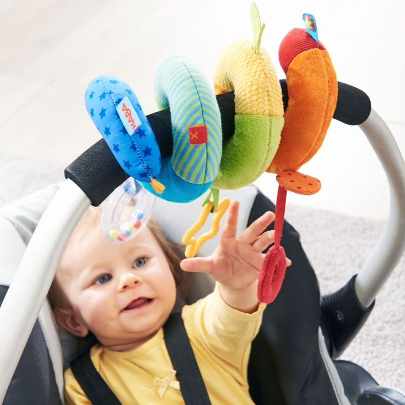 HABA Rainbow Activity Spiral - Plush Baby Toy for Car Seat or Stroller, 3 of 6
