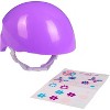 Purple Bike Helmet for 18" Dolls - Includes Doll Bicycle Helmet w Decorative Decal Stickers Accessory - 4 of 4