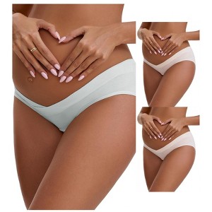 INSPIRE CHIC Women's Cotton Low Waist Under the Bump Maternity Briefs Pregnancy Underwear 3 Packs - 1 of 4