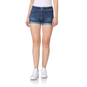 WallFlower Women's Luscious Curvy Denim Shorts Mid-Rise Bling Insta Stretch Juniors (Available in Plus Size) - 1 of 3