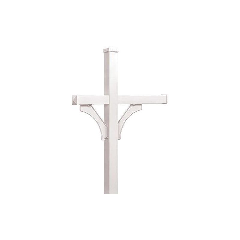 Salsbury Industries Deluxe Mailbox Post - 2 Sided for (3) Mailboxes - In-Ground Mounted - White, 1 of 4