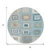 Teal Blue Beige And Ivory Geometric Washable Indoor Outdoor Area Rug - 3 of 4