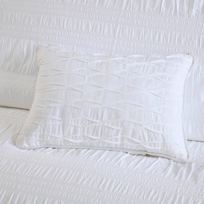 Nicolette White Cotton Seersucker Queen Duvet Cover Set
