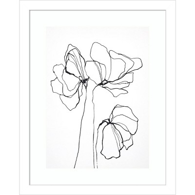 12" x 15" Fine Line VI Flower by Design Fabrikken Framed Wall Art Print - Amanti Art