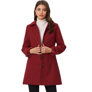 INSPIRE CHIC Women's Winter Classic Single Breasted Outwear Overcoat with Pockets - 1 of 4