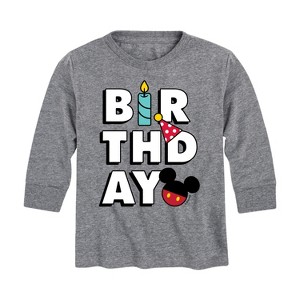 Boys' - Disney - Mickey Birthday Icons Long Sleeve Graphic T-Shirt - 1 of 4