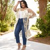 Anna-Kaci Women's Plus Size Lace Cardigan Short Sleeve Open Front Floral Crochet Long Duster - 3 of 4