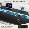 Headboard with LED Lights, Charging Ports & Storage - Brown Industrial Wood and Metal Design, Easy Assembly - 3 of 4