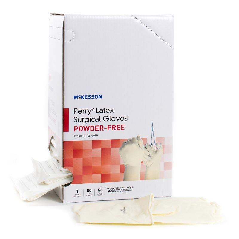 McKesson Perry Performance Plus Disposable Sterile Latex Surgical Glove Standard Cuff Length Size 8, 1 of 3