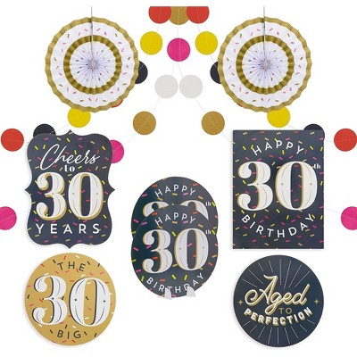 Sparkle and Bash 12 Pieces 30th Birthday Party Supplies, Table Centerpieces, Wall Ceiling Decorations Confetti String