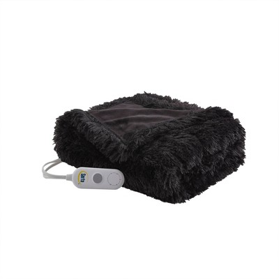 Serta 50"x60" Leena Shaggy Faux Fur Electric Throw Blanket