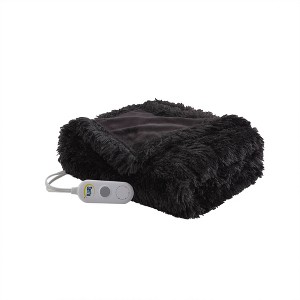 Serta Leena Shaggy Faux Fur Electric Heated Throw Blanket - 1 of 4