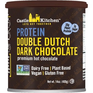 Castle Kitchen Protein Hot Chocolate (14 Oz) - 15 Grams of Plant Protein Per Serving - Great Tasting Vegan Hot Cocoa Mix (1G Sugar Per Serving) - 1 of 4