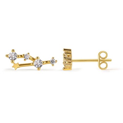 Molenia 18K Gold Plated 12 Constellation Personalized Earrings for Women, 925 Sterling Silver Zodiac Stud Earrings Horoscope Celestial Jewelry