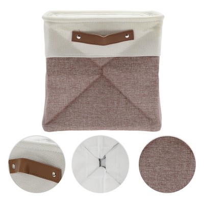 Foldable Beige and Pink Linen Multipurpose Laundry Basket