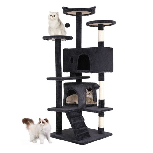 FDW 54in Cat Tree Tower for Indoor Cats Munlti Level Cat Furiture Activity Center with Cat Scratching Posts for Kittens Pet Play House Dark Gray