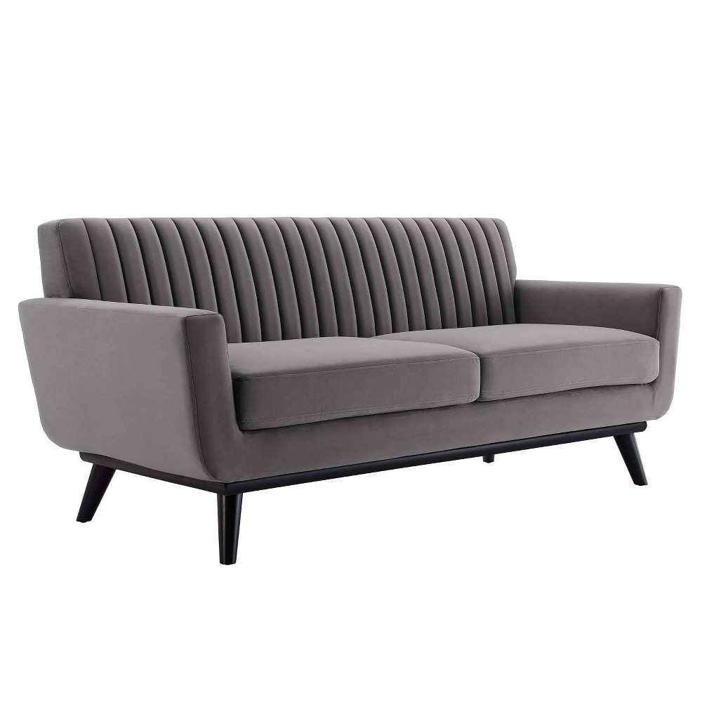 Photos - Sofa Modway Engage Channel Tufted Performance Velvet Loveseat Gray  