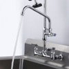 WOWOW Commercial Triple Handle Pull Down Sprayer Kitchen Faucet Wall Mount with Pre-Rinse Sprayer in Chrome - 4 of 4